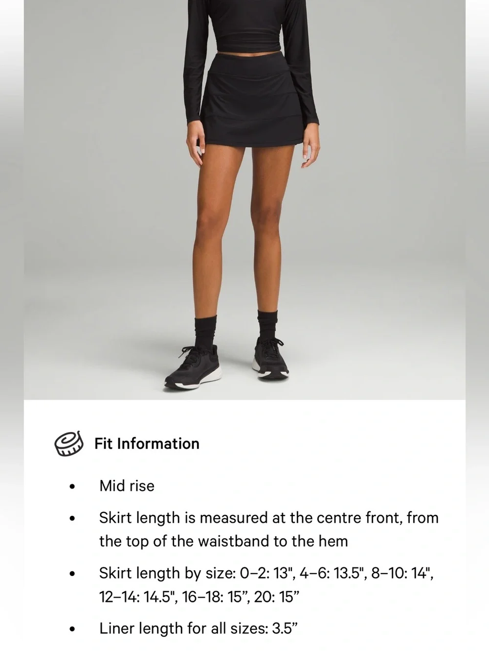 Lululemon | Pace Rival Mid-Rise Skirt (Long) | Black Tennis Skirt - Picture 13 of 13